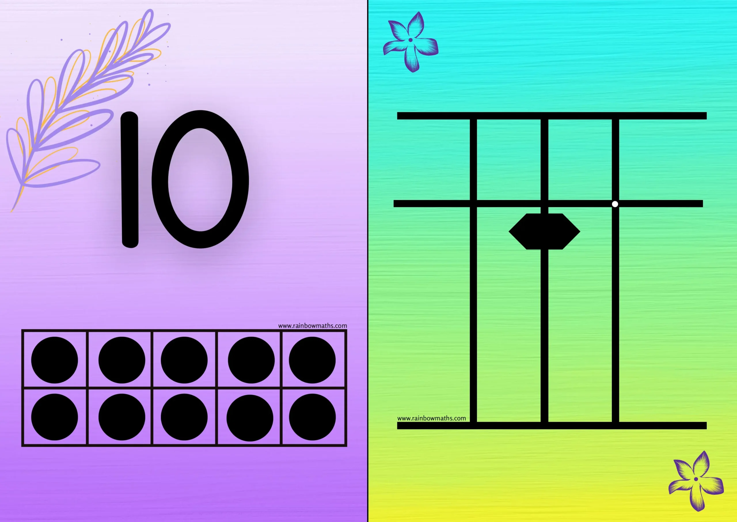 Flashcards 1-10 with 10 frame-images-9